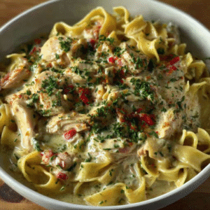 creamy chicken and noodles in the crockpot recipe