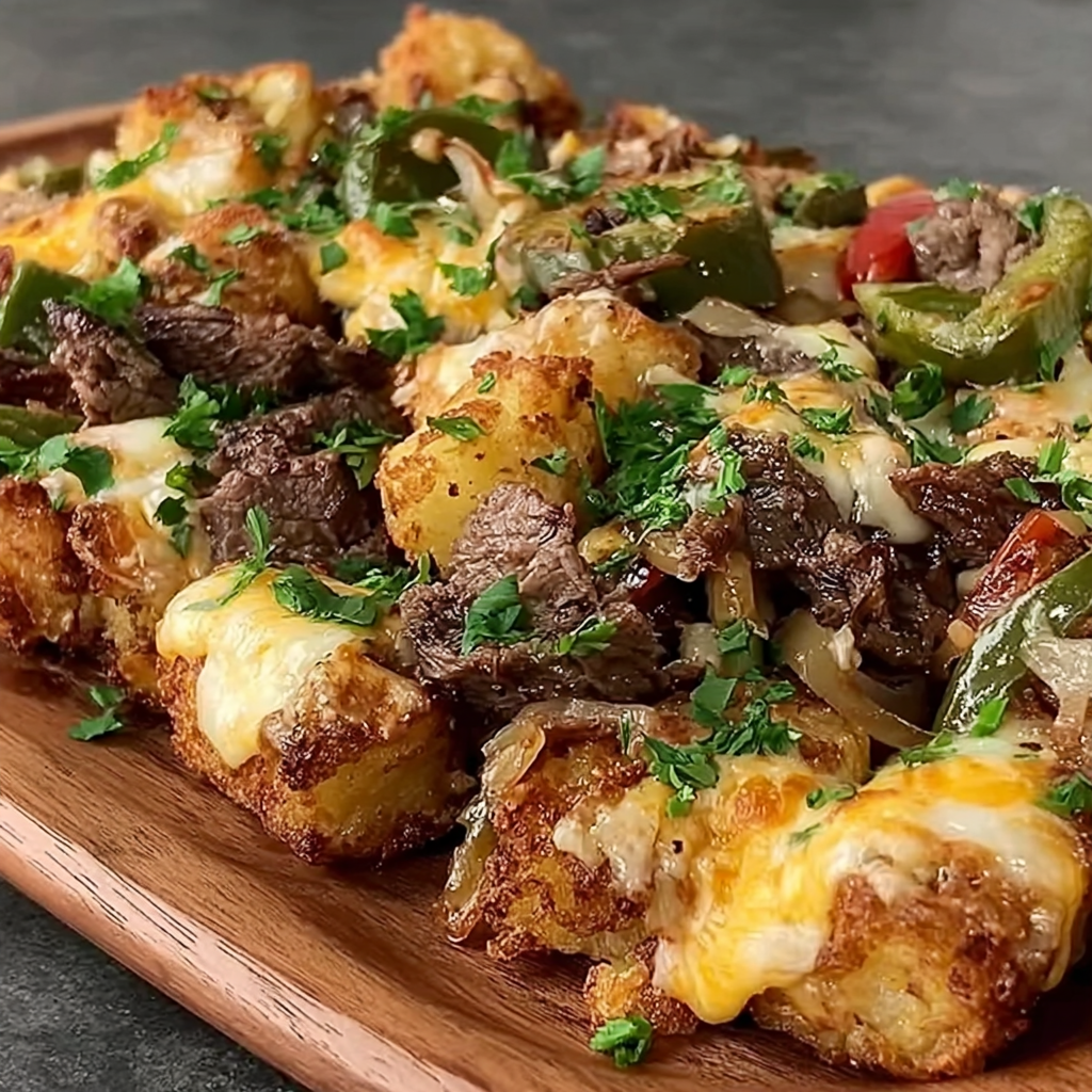 Cheesesteak Loaded Tots for a Flavorful Twist