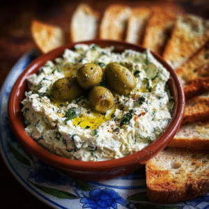 Creamy Feta Green Olive Spread for Olive Lovers 2 creamy feta green olive spread for olive lovers