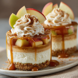 delicious no bake caramel apple cheesecake cups