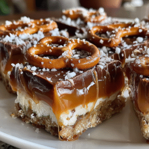 delicious no bake salted caramel pretzel bars recipe