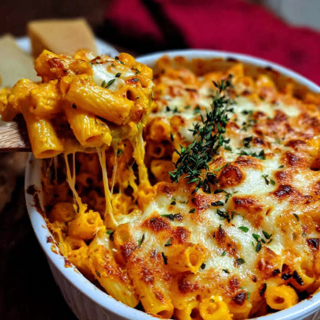 Deliciously Cheesy Pumpkin Ricotta Pasta Bake