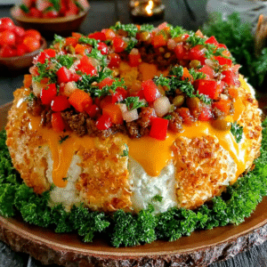 festive christmas taco cheese ball wreath