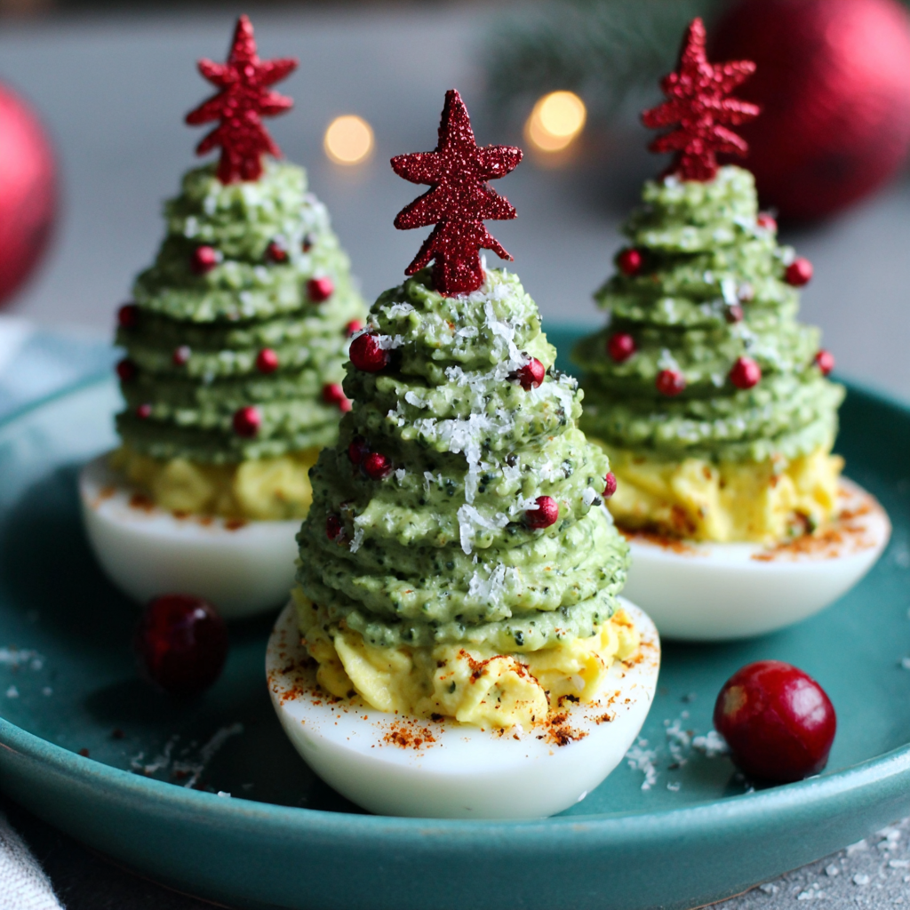 Festive Deviled Egg Christmas Trees for Your Table