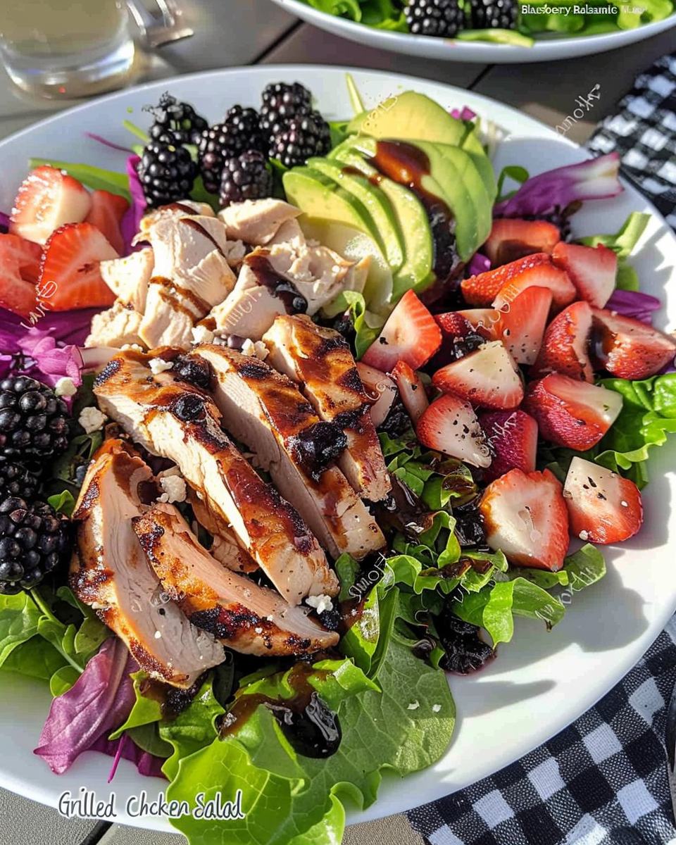 Grilled Chicken Salad with Blackberry Balsamic Dressing