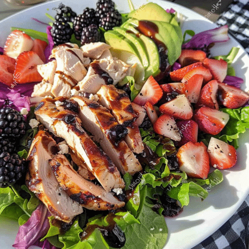 grilled chicken salad with blackberry balsamic dressing