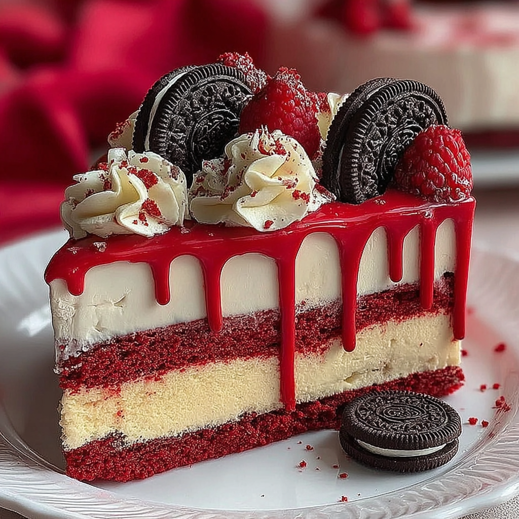 Indulge with Oreo Red Velvet Cheesecake Drip Cake