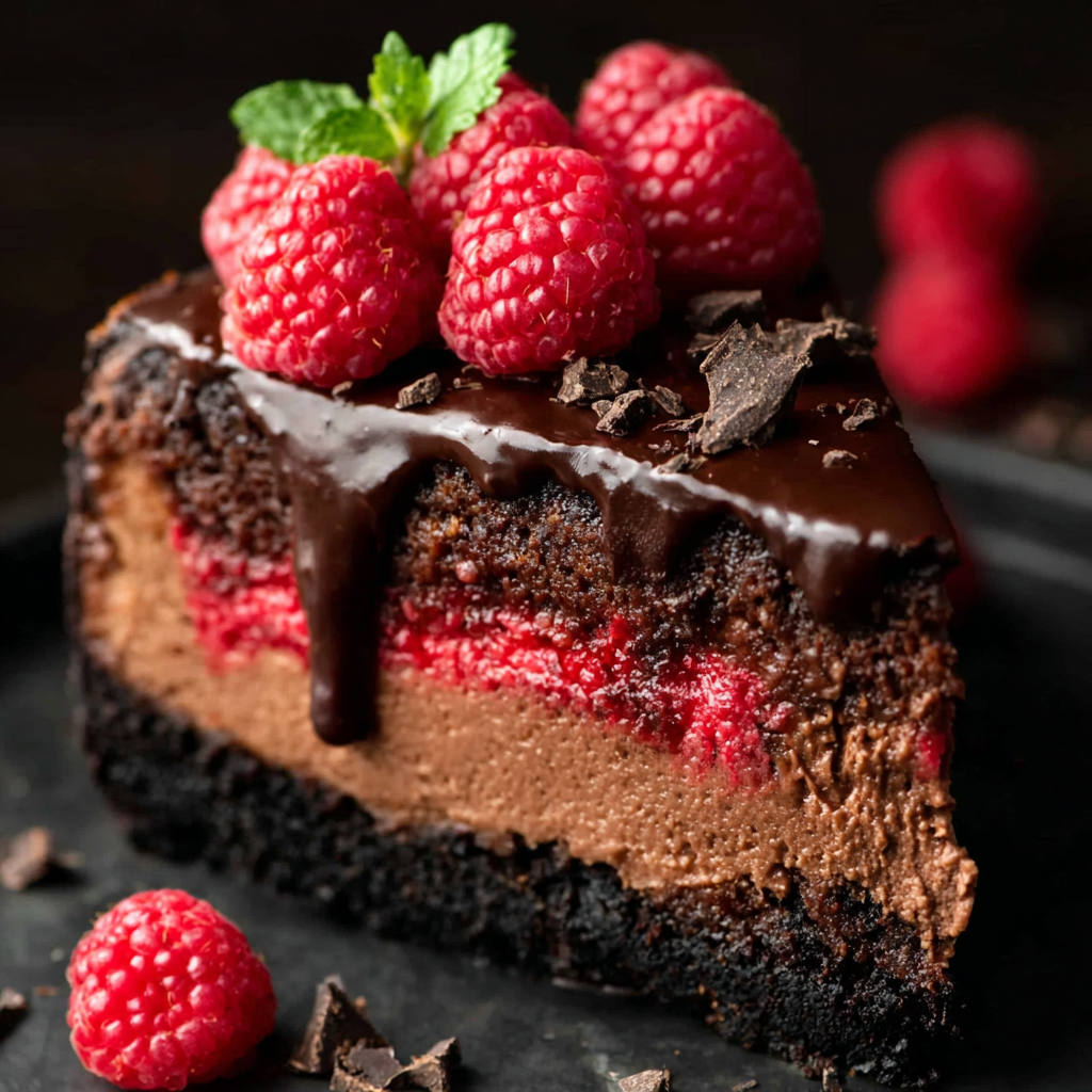 Indulgent Dark Chocolate Raspberry Cheesecake Bliss