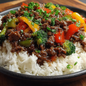 nutritious beef pepper rice bowl for busy nights