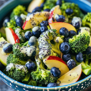 refreshing skinny broccoli salad with poppy seed dressing