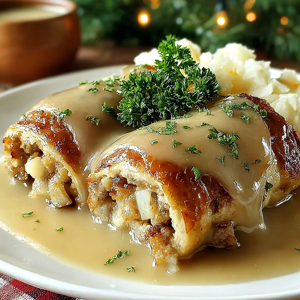 Savory Stuffing Roll Ups with Creamy Gravy for Cozy Nights