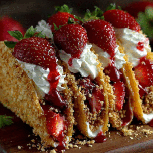 Sweet Delight: Strawberry Crunch Cheesecake Tacos 2 sweet delight strawberry crunch cheesecake tacos