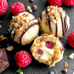 Velvety White Chocolate Raspberry Cheesecake Balls 2 velvety white chocolate raspberry cheesecake balls