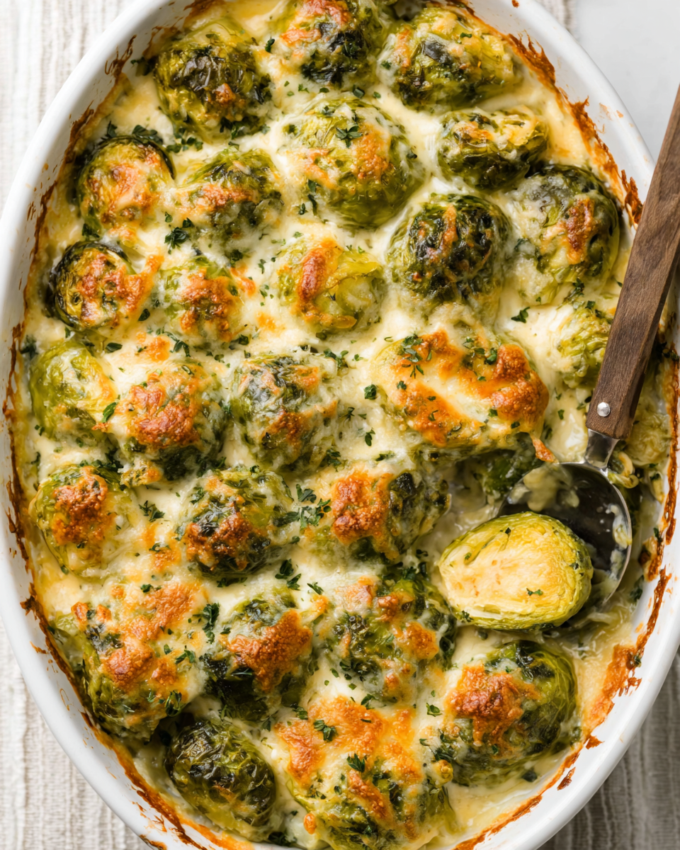 Creamy Garlicky Brussels Sprouts Au Gratin Delight