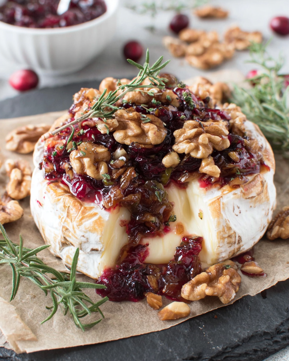 Deliciously Warm Baked Brie with Cranberry Sauce