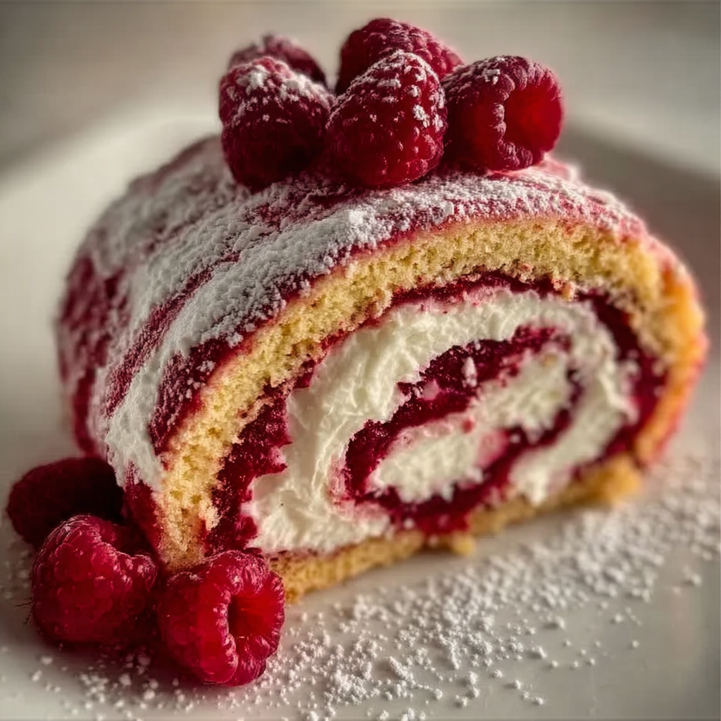 Festive Raspberry Swirl Christmas Roll Recipe