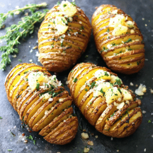 roasted garlic butter hasselback potatoes delight