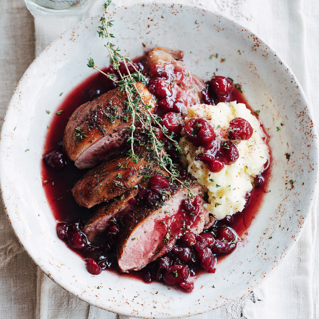 Savoring the Richness of Duck with Cherry-Port Sauce