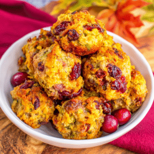 savory sweet cranberry turkey stuffing balls