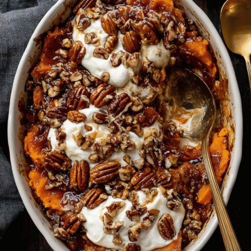 southern maple sweet potato casserole comfort dish