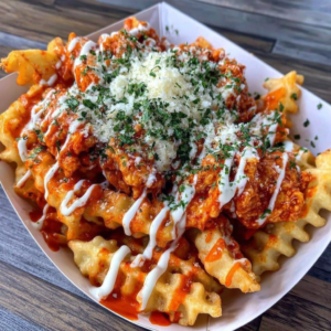 indulging in crispy buffalo chicken fries