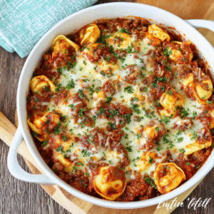 satisfying beef and cheese tortellini bake recipe