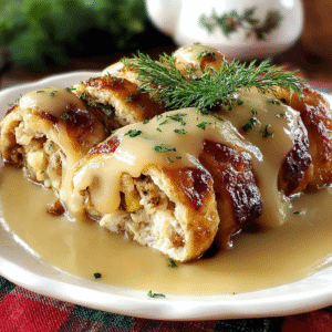 savory stuffing roll ups with creamy gravy for cozy nights