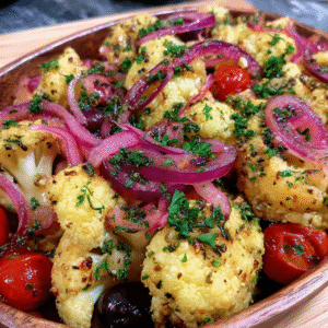 vibrant mediterranean marinated cauliflower salad