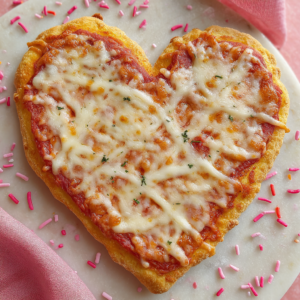 create a romantic heart shaped pizza at home