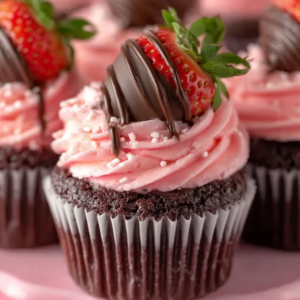 decadent chocolate covered strawberry cupcakes