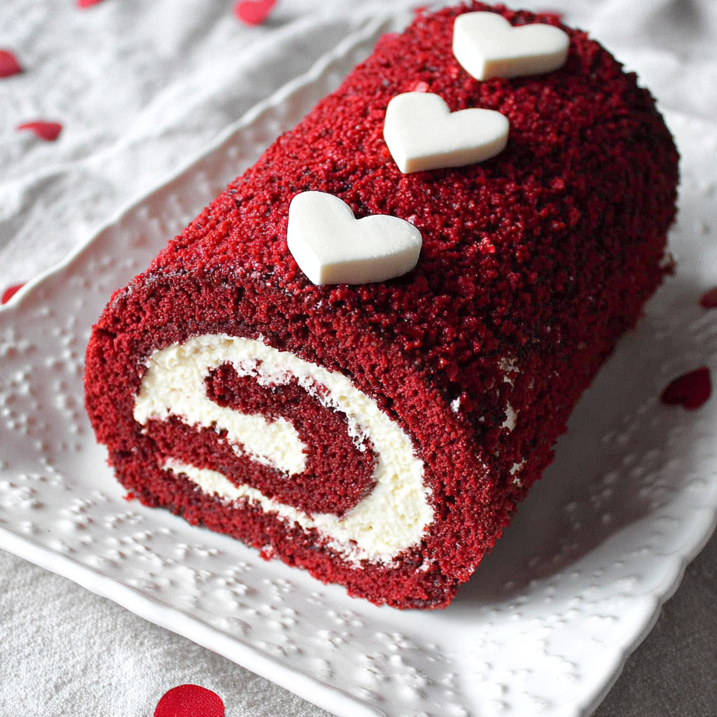 Delightful Valentine Mocha Love Swiss Roll Cake