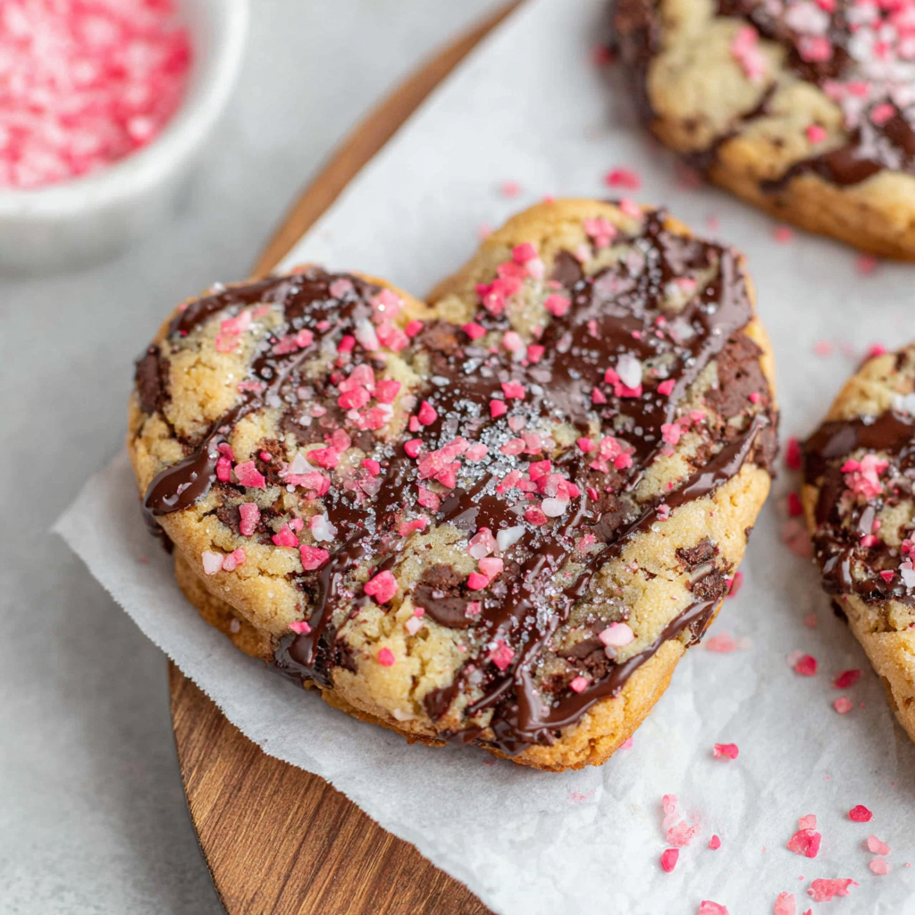 Heart Shaped Chocolate Chip Cookies for Valentine’s Day