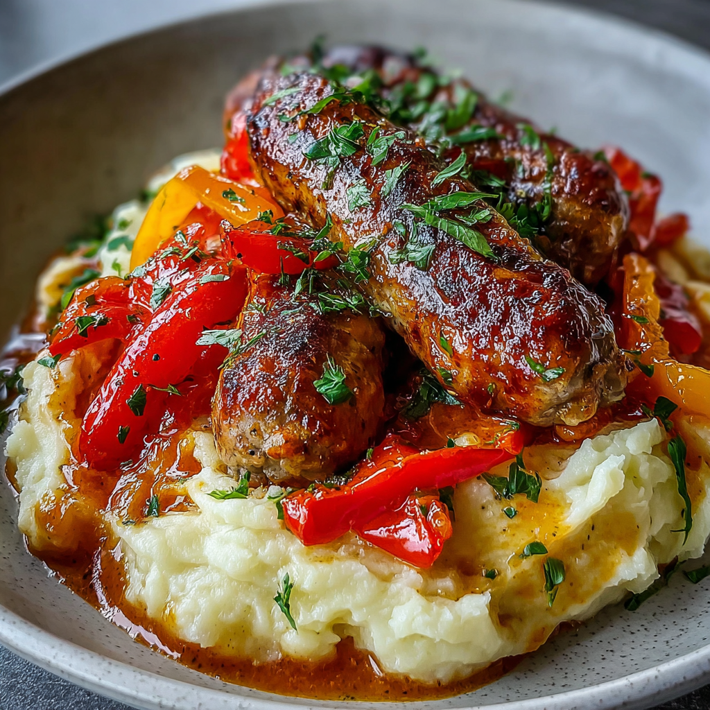 Savoring Sausage and Peppers over Creamy Mashed Potatoes