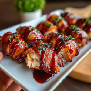 savory bacon wrapped bbq chicken bites delight