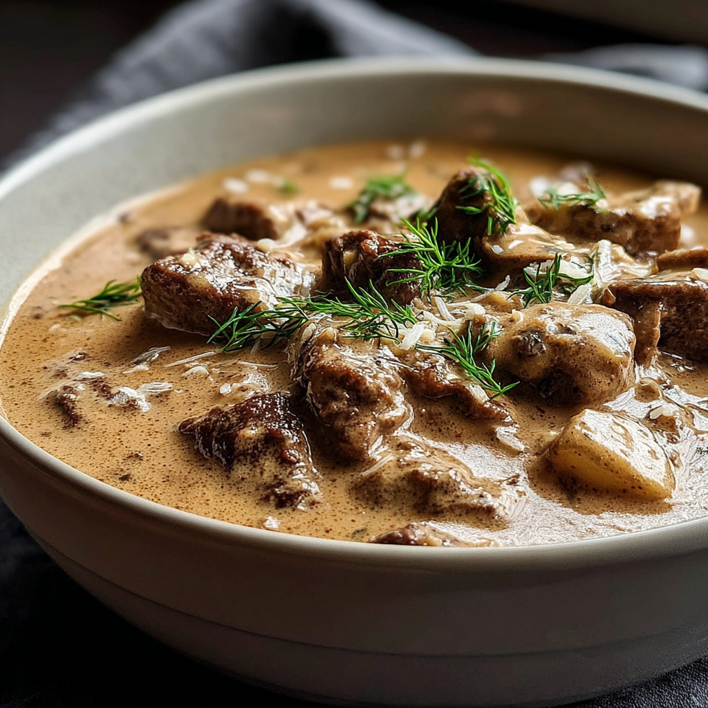 Savory Slow Cooker Beef Stroganoff Stew Recipe