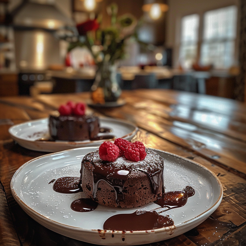 how to make Decadent Fudgy Chocolate Espresso Lava Cakes With Raspberry Drizzle For Two step by step