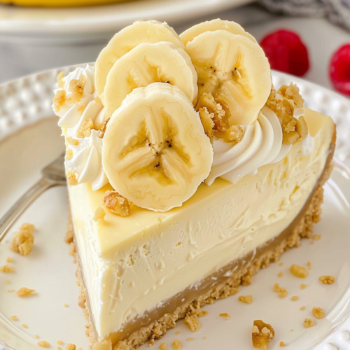 luscious banana cheesecake with creamy topping